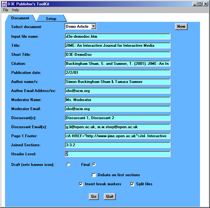 Document metadata tab